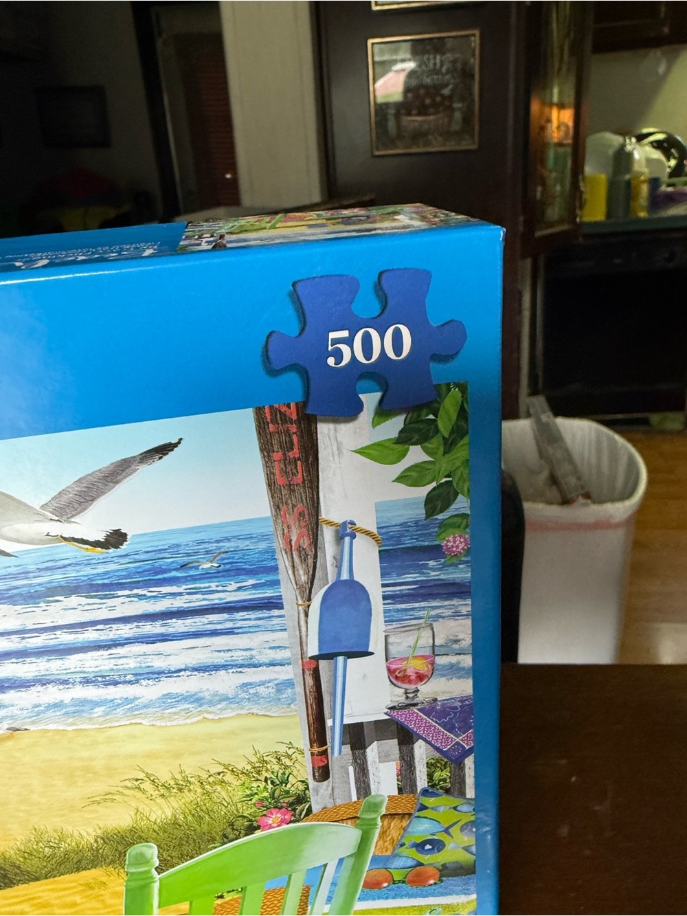White Mountain Beach Time Jigsaw — Blue, Green, Pink, Yellow - Picture 2 of 3